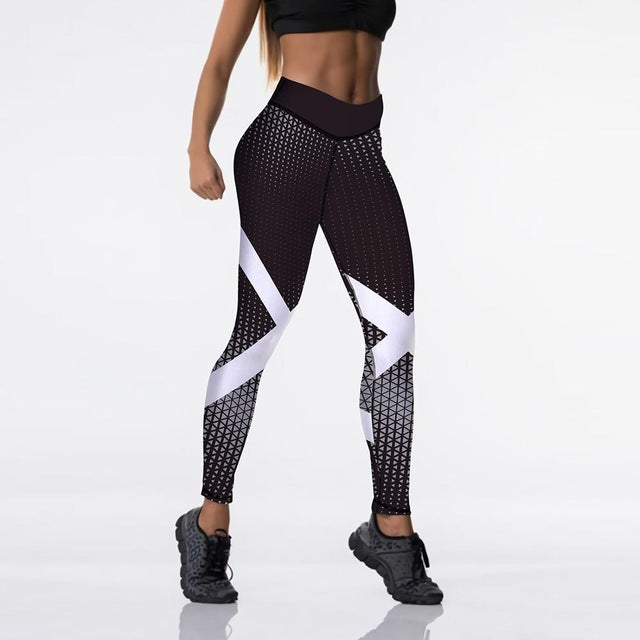 Spandex Sexy High Waist Elasticity Women Digital Printed Leggings Push Up Strength Pants